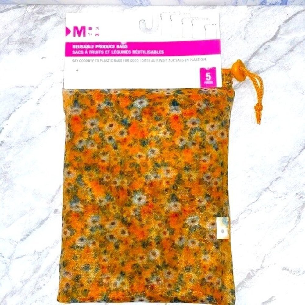 Set Of 5 My Tagalongs Reusable Produce Bags Floral Print NWT
